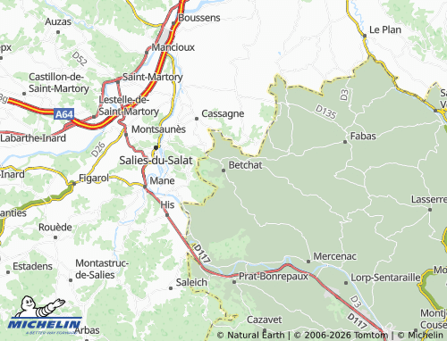 MICHELIN-Landkarte Betchat - ViaMichelin