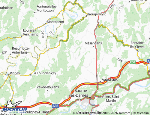 MICHELIN Tournans map - ViaMichelin