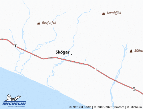 MICHELIN Skógar map - ViaMichelin