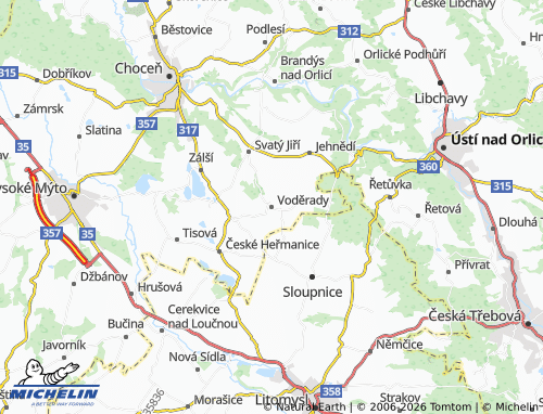 MICHELIN Voděrady map - ViaMichelin