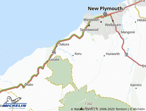 MICHELIN Koru map - ViaMichelin