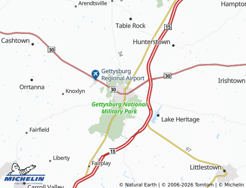 Carte MICHELIN Gettysburg - ViaMichelin