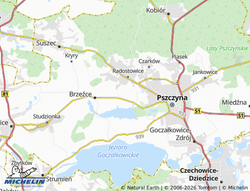 MICHELIN Poręba map - ViaMichelin