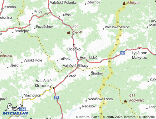 Mappa MICHELIN Horní Lideč - ViaMichelin