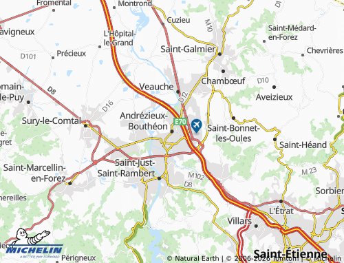Carte MICHELIN Andrézieux-Bouthéon - ViaMichelin