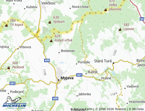 Mappa MICHELIN Uhliská - ViaMichelin