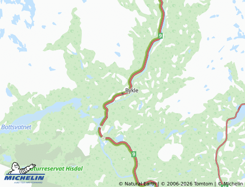 MICHELIN-Landkarte Bykle - ViaMichelin