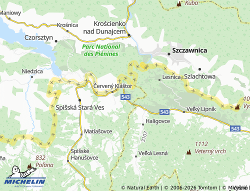 MICHELIN-Landkarte Červený Kláštor-kúpele - ViaMichelin