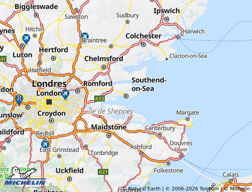 Carte MICHELIN Southend-on-Sea - ViaMichelin