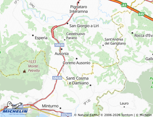 MICHELIN Coreno Ausonio map - ViaMichelin
