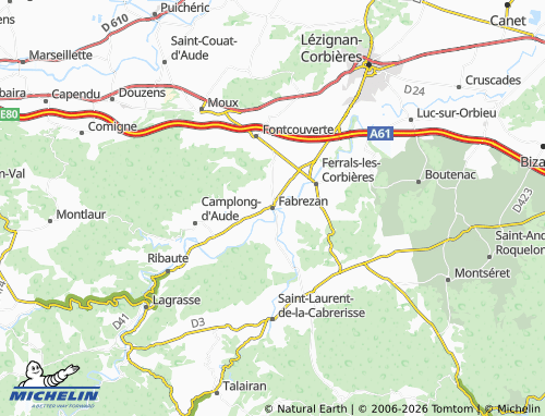 MICHELIN Fabrezan map - ViaMichelin