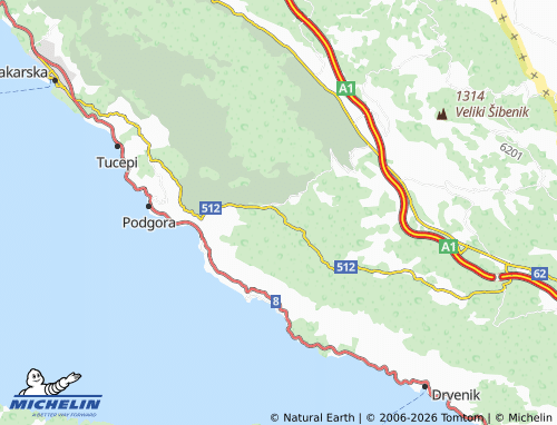 MICHELIN gornje Igrane map - ViaMichelin