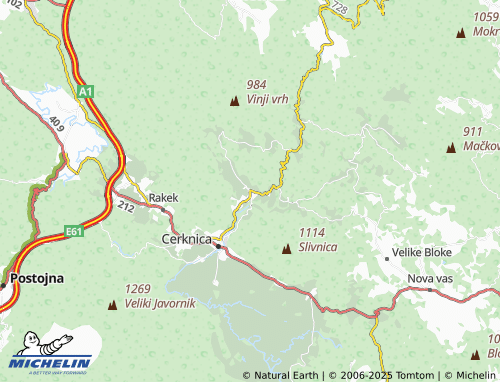 MICHELIN Begunje pri Cerknici map - ViaMichelin