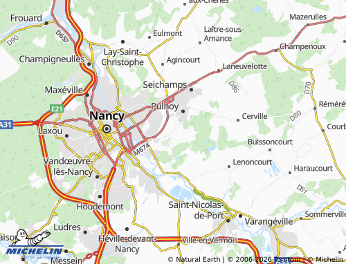 Carte MICHELIN Saulxures-lès-Nancy - ViaMichelin