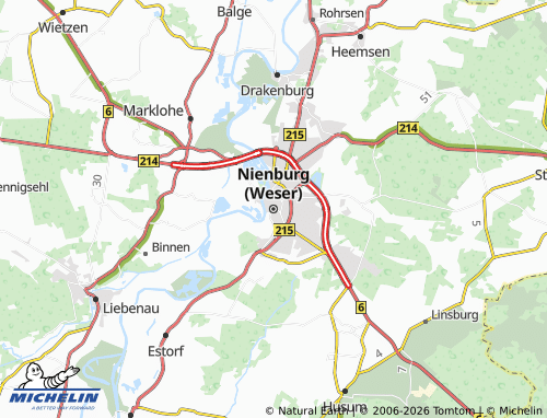 MICHELIN-Landkarte Nienburg (Weser) - ViaMichelin