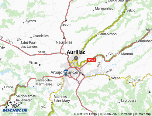 Carte MICHELIN Aurillac - ViaMichelin