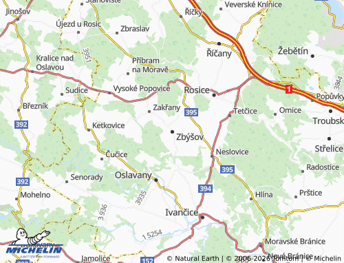 Mappa MICHELIN Zbýšov - ViaMichelin