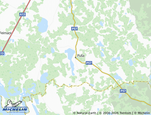 MICHELIN Pušas pagasts map - ViaMichelin