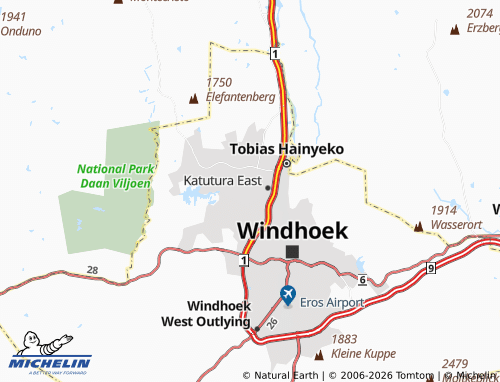 Kaart MICHELIN Katutura Central - ViaMichelin