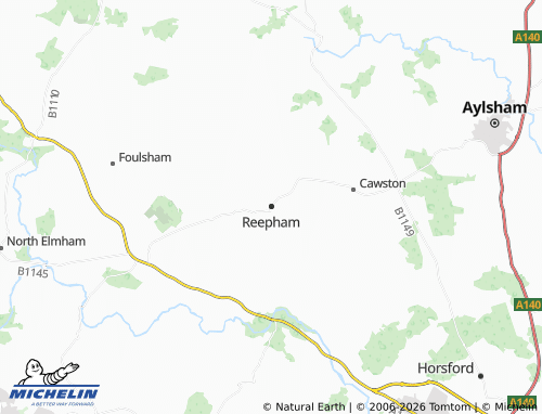 Carte MICHELIN Reepham - ViaMichelin