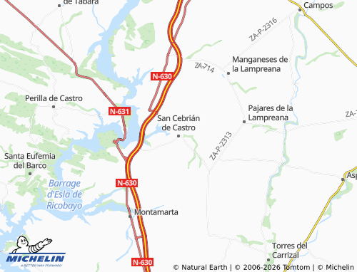 MICHELIN San Cebrián de Castro map - ViaMichelin