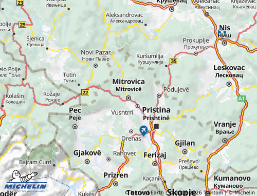 Carte MICHELIN District de Mitrovicë - ViaMichelin