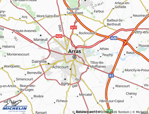 MICHELIN Arras map - ViaMichelin