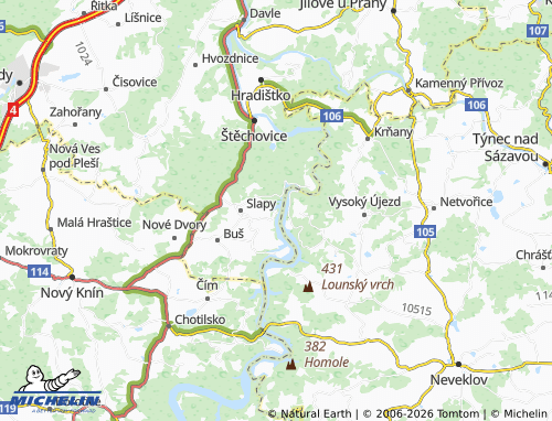 Mapa MICHELIN Slapy-Chatová Oblast - ViaMichelin
