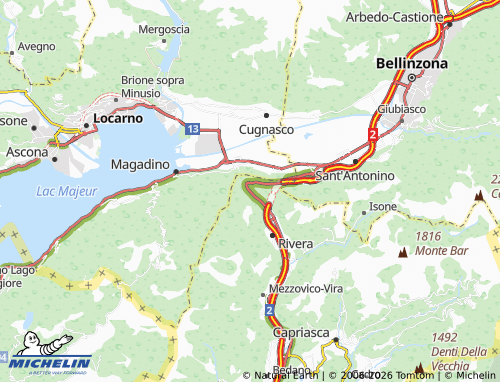 Mapa MICHELIN Monte Ceneri - ViaMichelin