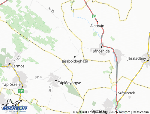 MICHELIN Jászboldogháza map - ViaMichelin