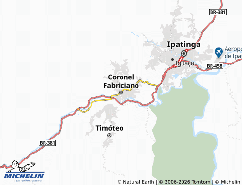 Mapa MICHELIN Coronel Fabriciano - ViaMichelin