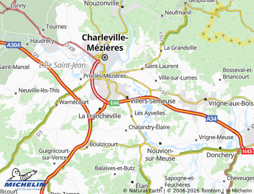 Carte MICHELIN Villers-Semeuse - ViaMichelin
