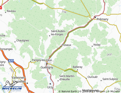 MICHELIN Poiseux map - ViaMichelin