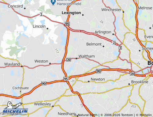 Mapa MICHELIN Waltham - ViaMichelin