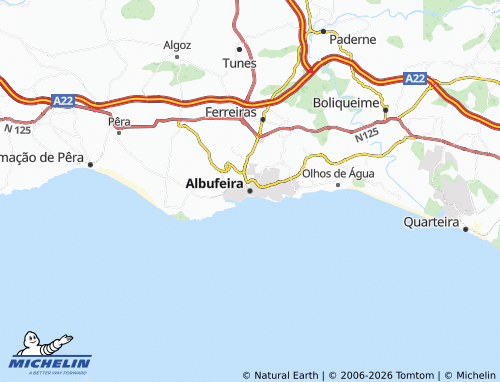 Mapa MICHELIN Albufeira e Olhos de Água - ViaMichelin