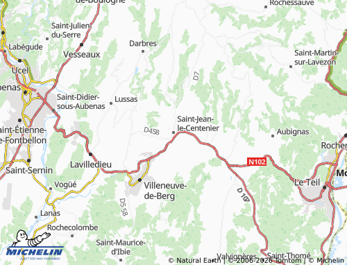 MICHELIN Saint-Jean-le-Centenier map - ViaMichelin