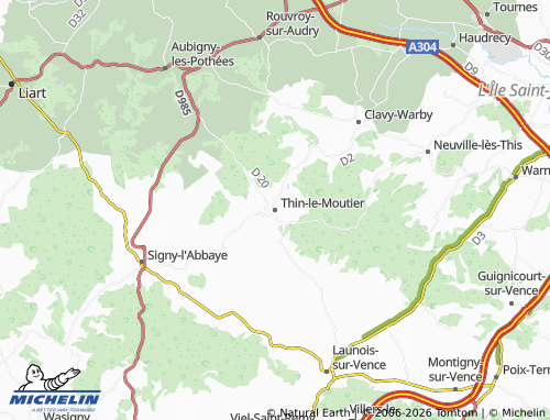 Mapa MICHELIN Thin-le-Moutier - ViaMichelin
