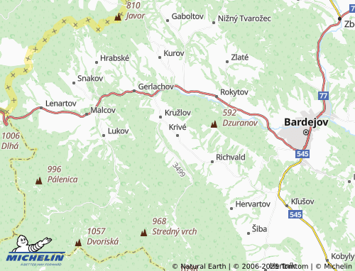 Mappa MICHELIN Krivé - ViaMichelin