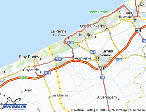 MICHELIN Adinkerke map - ViaMichelin