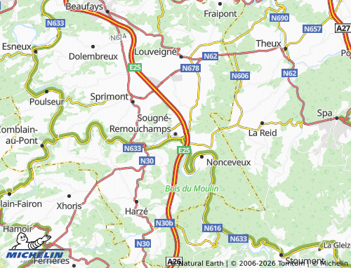 Kaart MICHELIN Sougné-Remouchamps - ViaMichelin