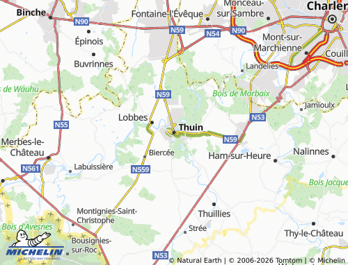 MICHELIN Thuin map - ViaMichelin