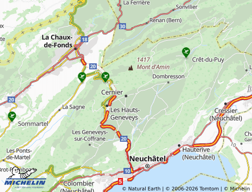 Carte MICHELIN Cernier - ViaMichelin