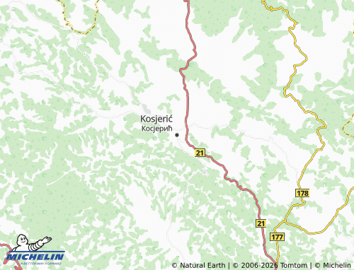Mapa MICHELIN Kosjerić - ViaMichelin