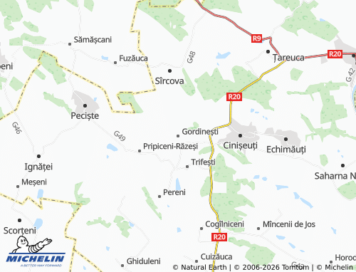 Mapa MICHELIN Gordinești - ViaMichelin