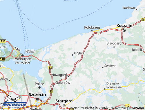 Kaart MICHELIN Gryfice (District) - ViaMichelin
