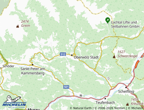 MICHELIN Oberwölz Stadt map - ViaMichelin