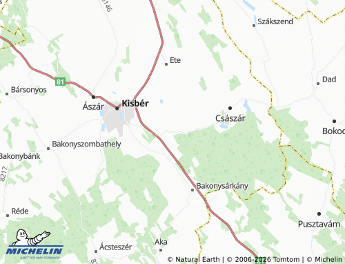 MICHELIN Vérteskethely map - ViaMichelin