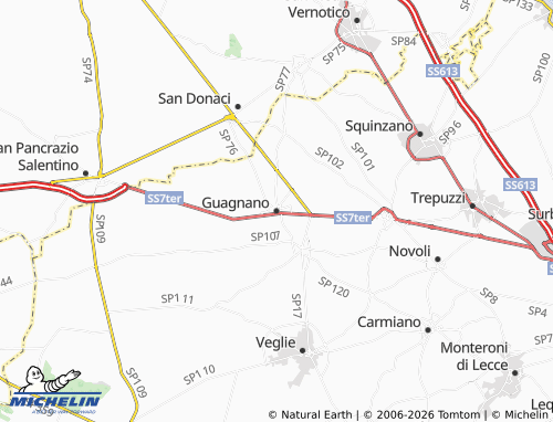 Mapa MICHELIN Guagnano - ViaMichelin
