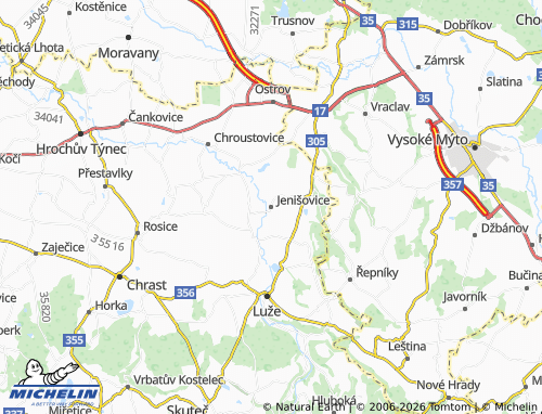 Kaart MICHELIN Jenišovice - ViaMichelin