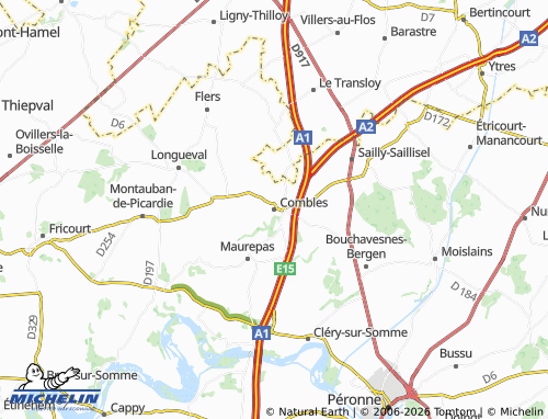 MICHELIN Combles map - ViaMichelin